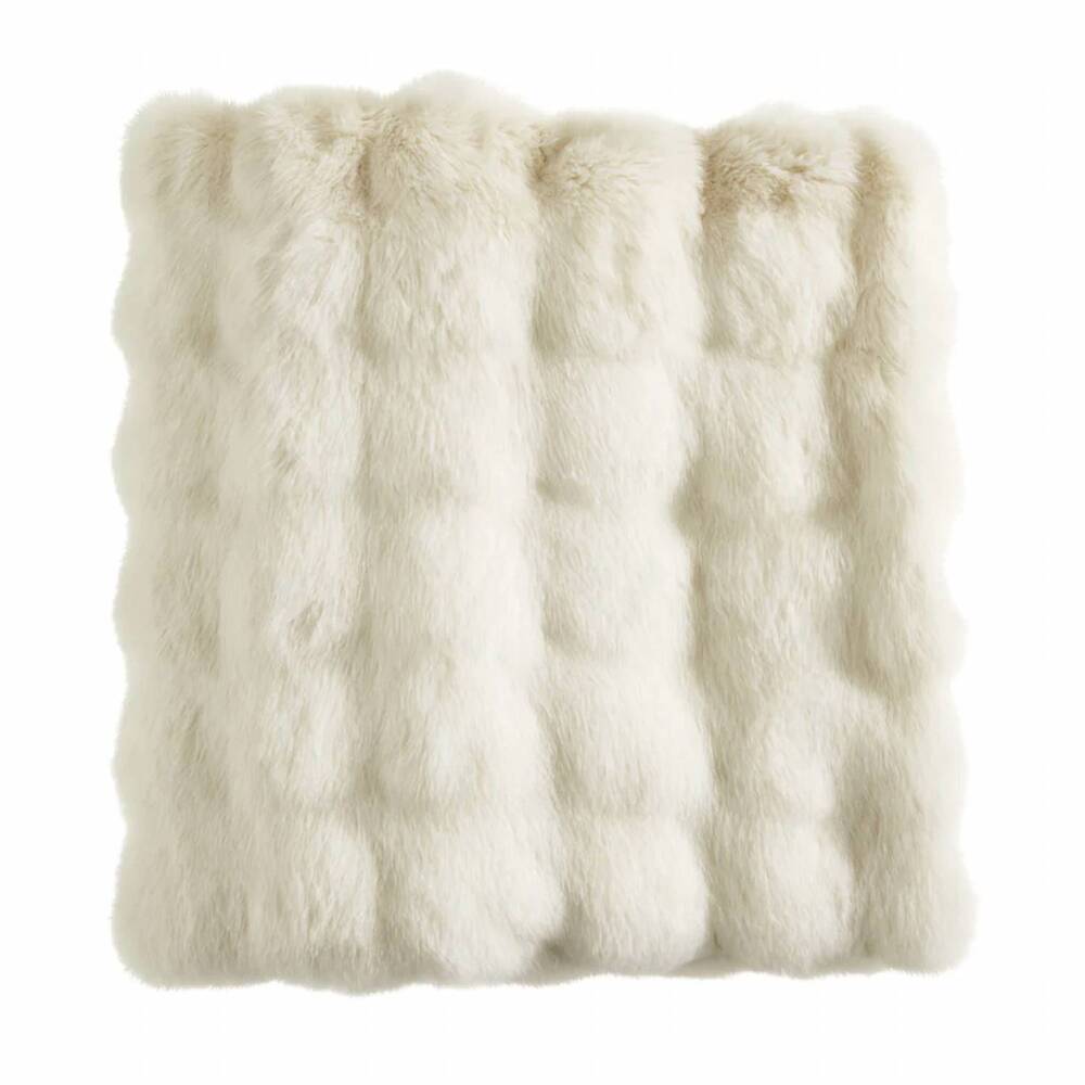 NEW FENNCO STYLES bubble faux fur throw blanket in ivory